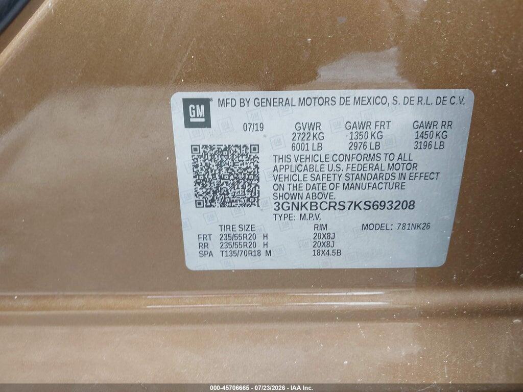 3GNKBCRS7KS693208 2019 CHEVROLET BLAZER photo no. 9
