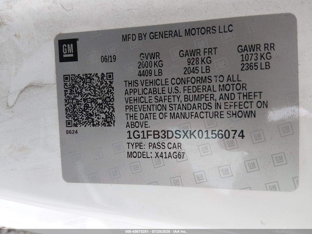 1G1FB3DSXK0156074 2019 CHEVROLET CAMARO photo no. 9