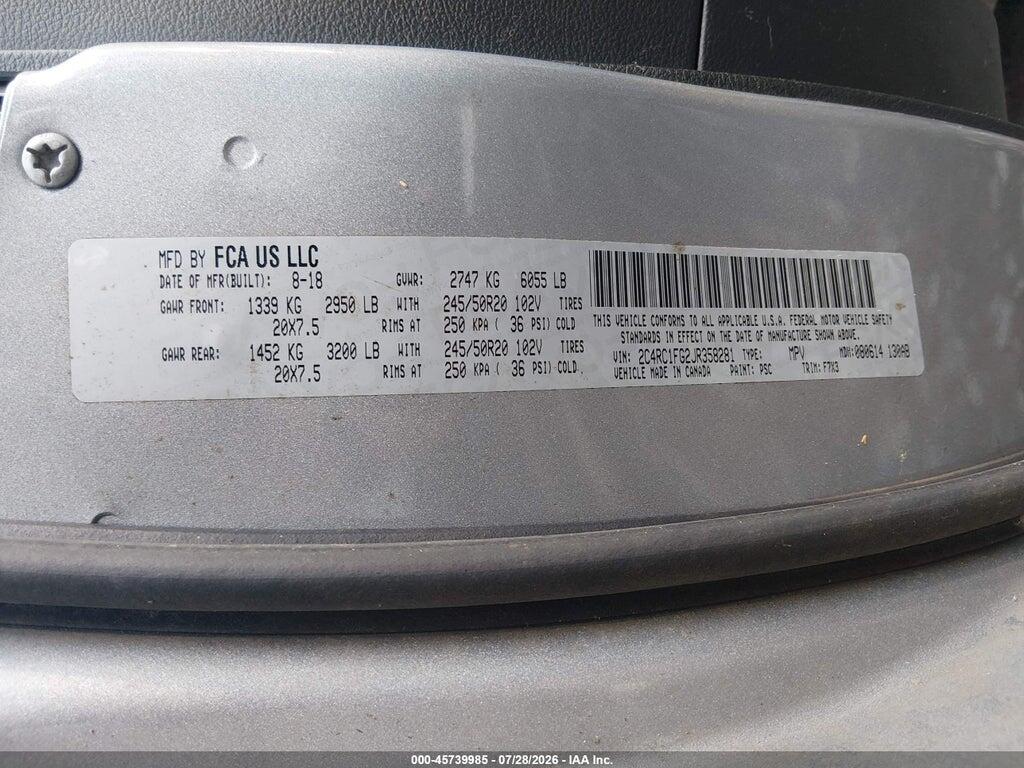 2C4RC1FG2JR358281 2018 CHRYSLER PACIFICA photo no. 9
