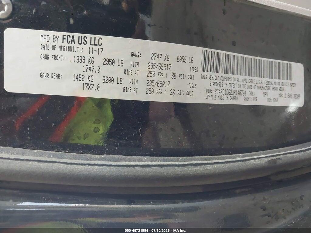 2C4RC1DG2JR148704 2018 CHRYSLER PACIFICA photo no. 9