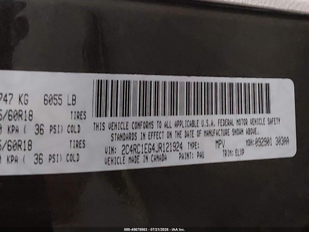 2C4RC1EG4JR121924 2018 CHRYSLER PACIFICA photo no. 9