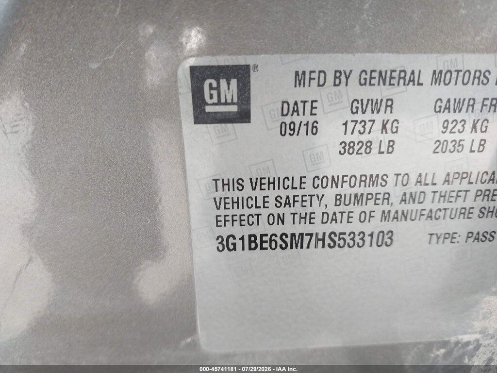 3G1BE6SM7HS533103 2017 CHEVROLET CRUZE photo no. 9