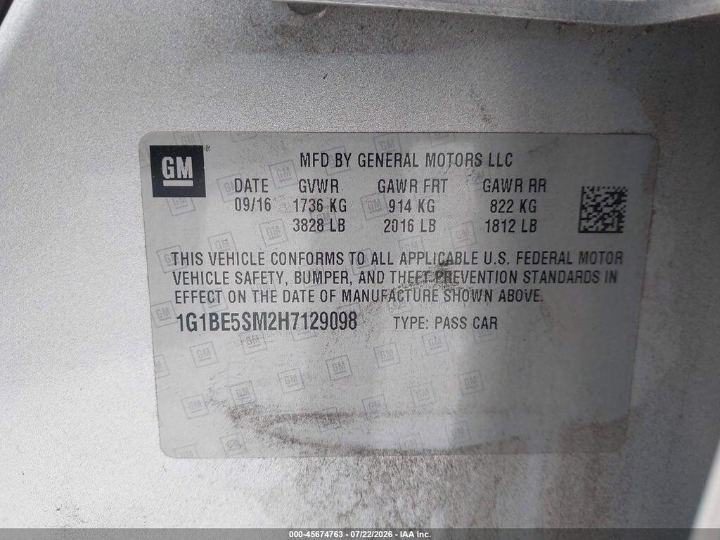 1G1BE5SM2H7129098 2017 CHEVROLET CRUZE photo no. 9