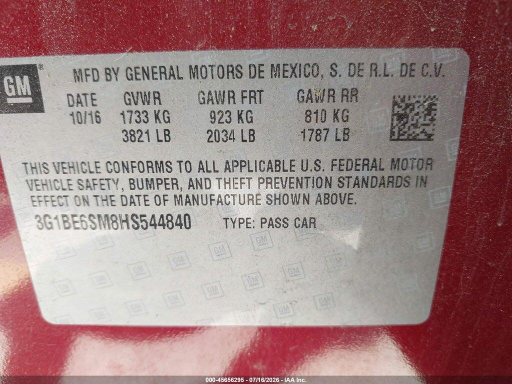 3G1BE6SM8HS544840 2017 CHEVROLET CRUZE photo no. 9