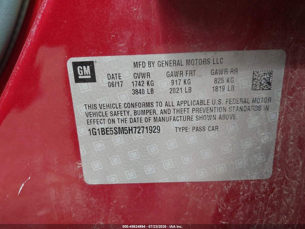 1G1BE5SM5H7271929 2017 CHEVROLET CRUZE photo no. 9
