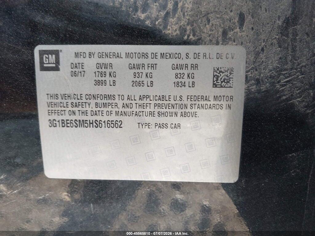 3G1BE6SM5HS616562 2017 CHEVROLET CRUZE photo no. 9