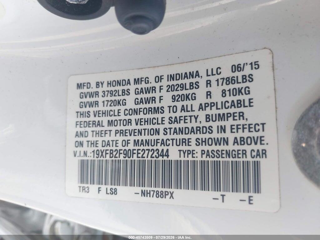 19XFB2F90FE272344 2015 HONDA CIVIC photo no. 9