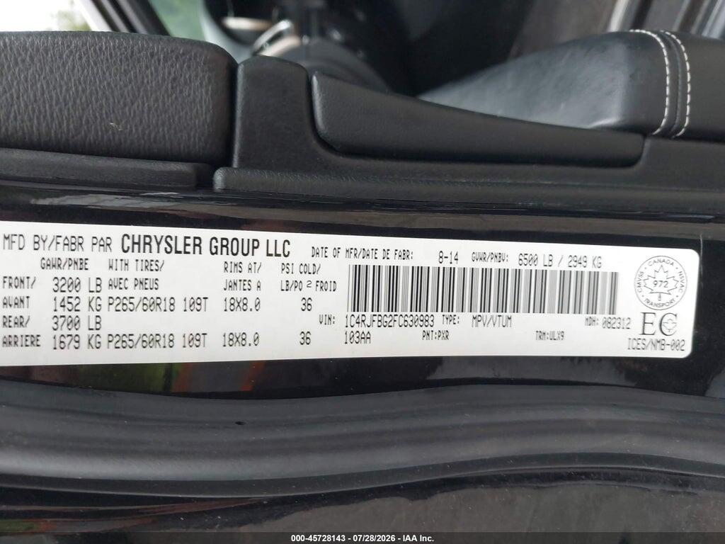 1C4RJFBG2FC630983 2015 JEEP GRAND CHEROKEE photo no. 9