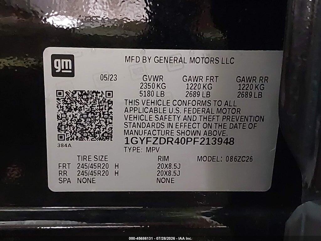 1GYFZDR40PF213948 2023 CADILLAC XT4 photo no. 9