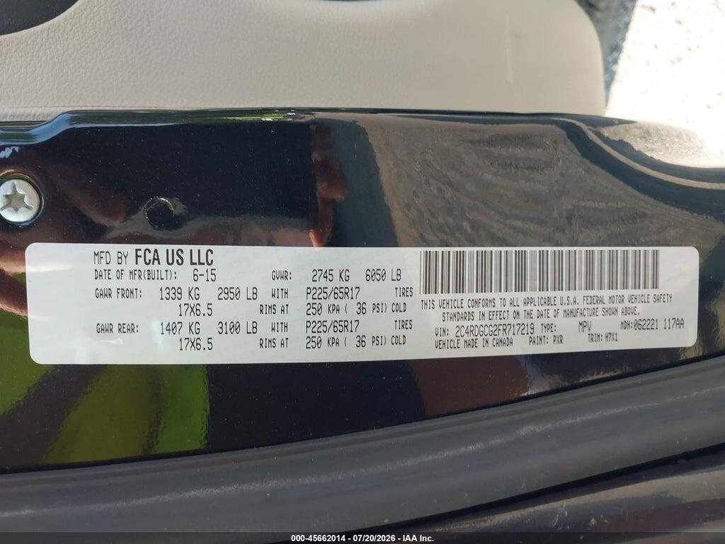 2C4RDGCG2FR717219 2015 DODGE GRAND CARAVAN photo no. 9