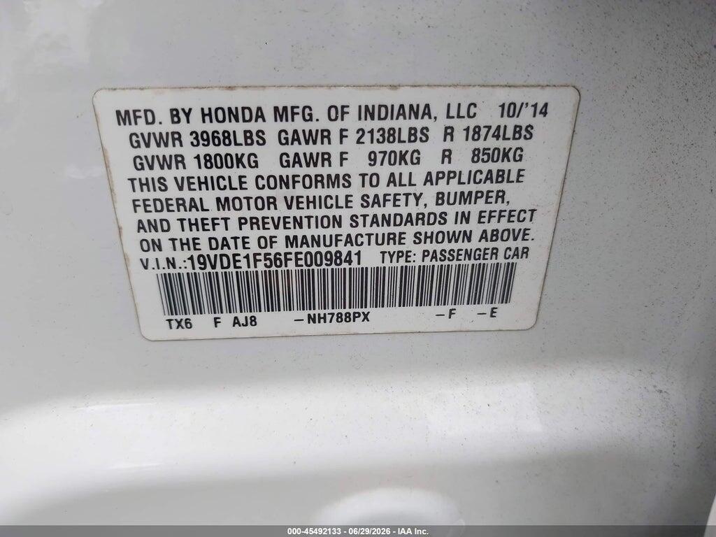 19VDE1F56FE009841 2015 ACURA ILX photo no. 9