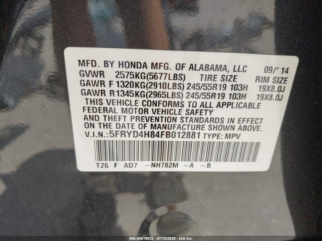 5FRYD4H84FB012881 2015 ACURA MDX photo no. 9