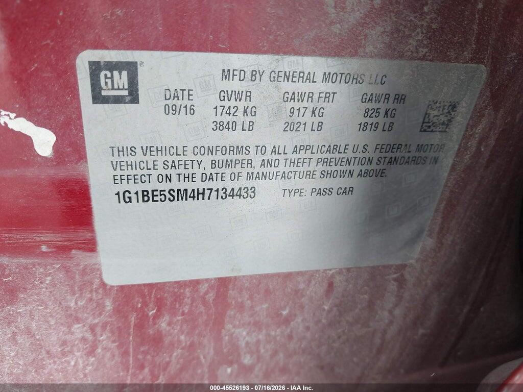 1G1BE5SM4H7134433 2017 CHEVROLET CRUZE photo no. 9