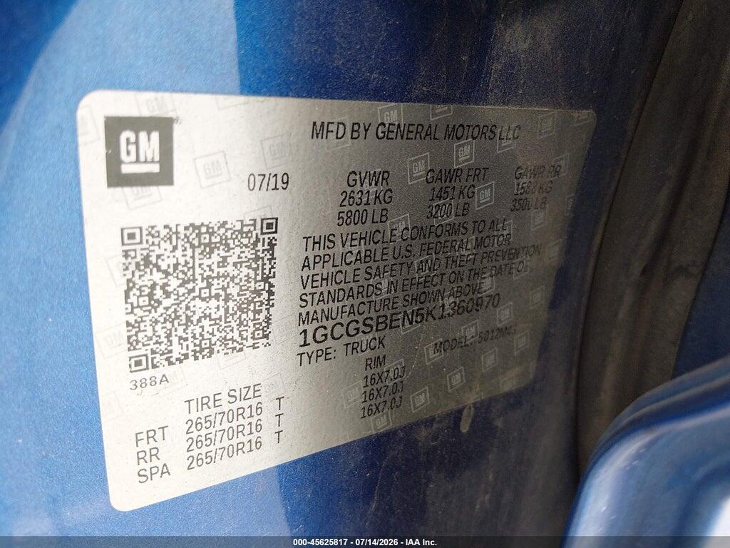 1GCGSBEN5K1360970 2019 CHEVROLET COLORADO photo no. 9