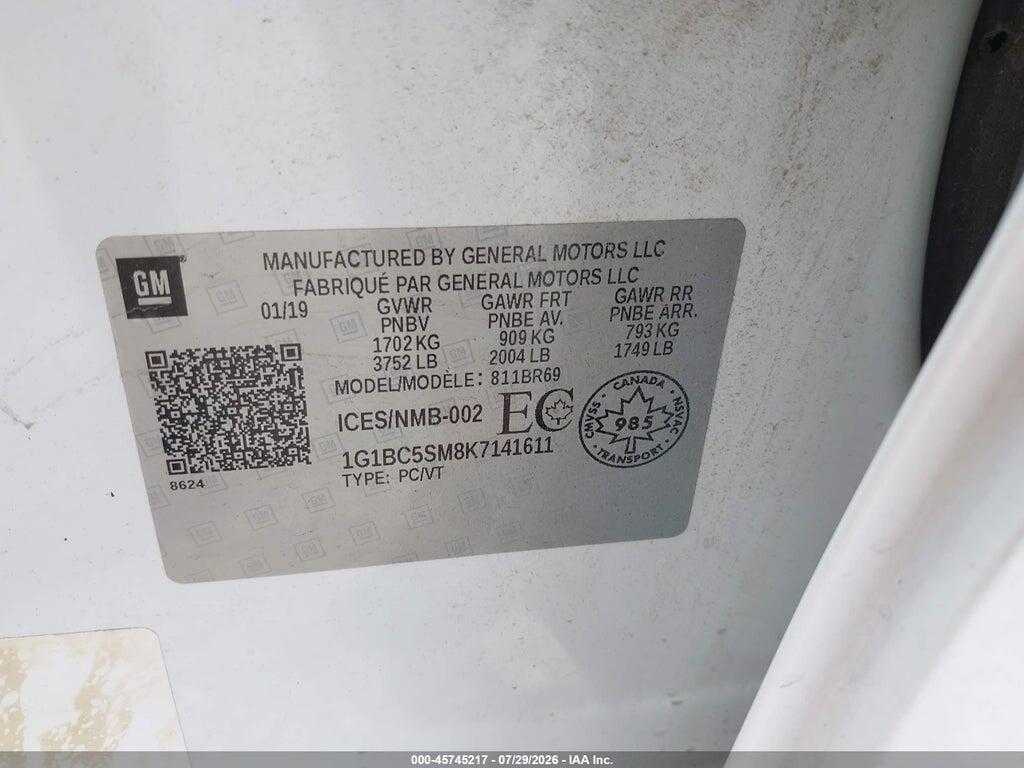 1G1BC5SM8K7141611 2019 CHEVROLET CRUZE photo no. 9