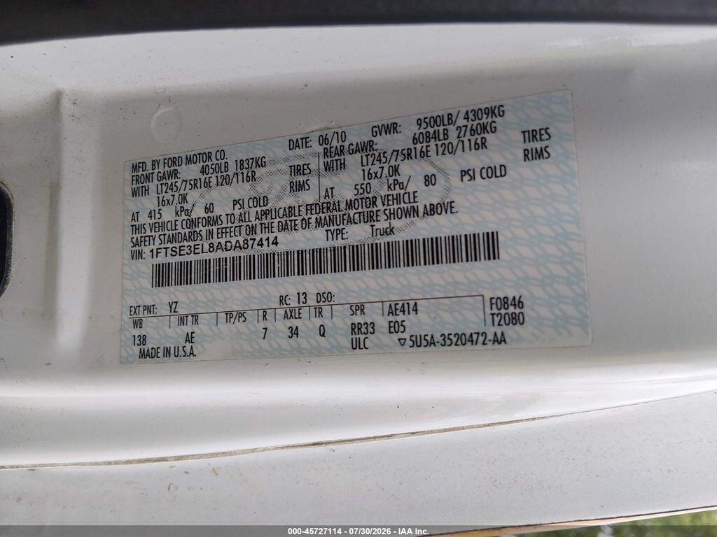 1FTSE3EL8ADA87414 2010 FORD E-350 SUPER DUTY photo no. 9