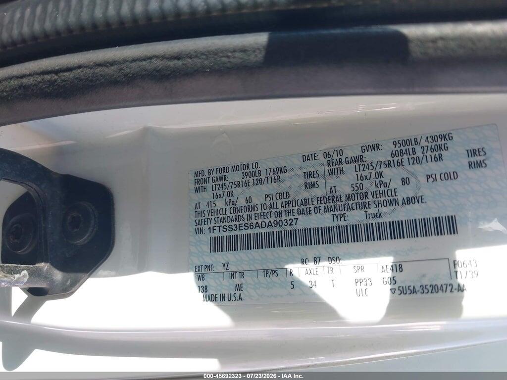 1FTSS3ES6ADA90327 2010 FORD E-350 SUPER DUTY photo no. 9