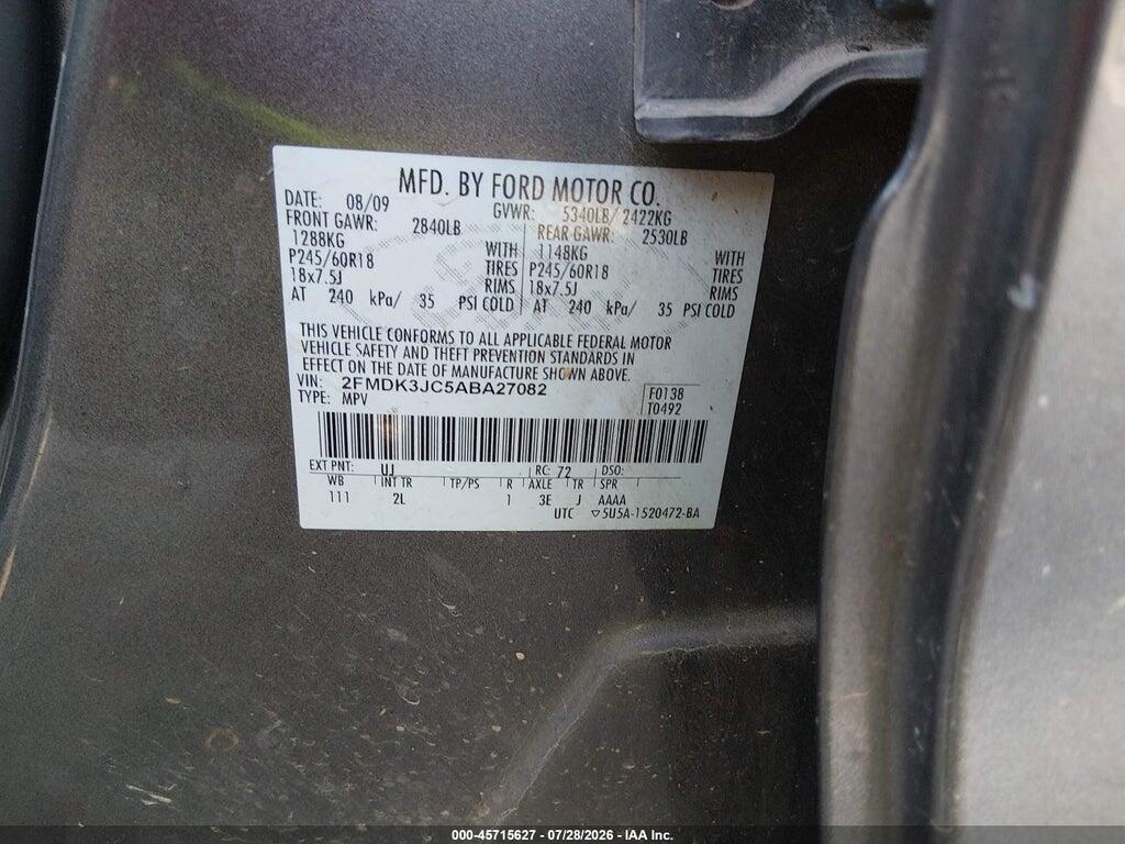 2FMDK3JC5ABA27082 2010 FORD EDGE photo no. 9
