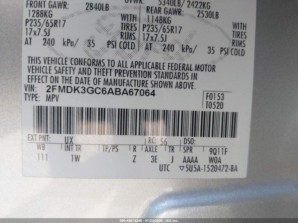 2FMDK3GC6ABA67064 2010 FORD EDGE photo no. 9