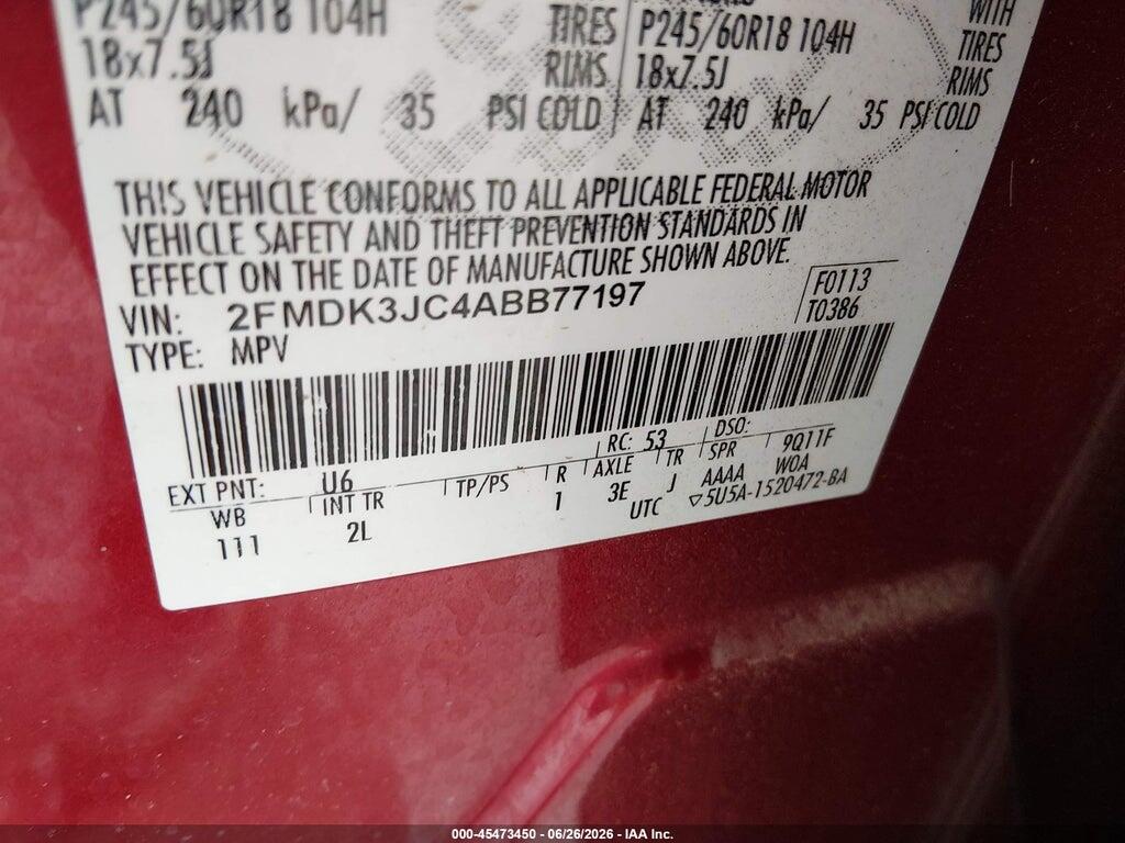 2FMDK3JC4ABB77197 2010 FORD EDGE photo no. 9