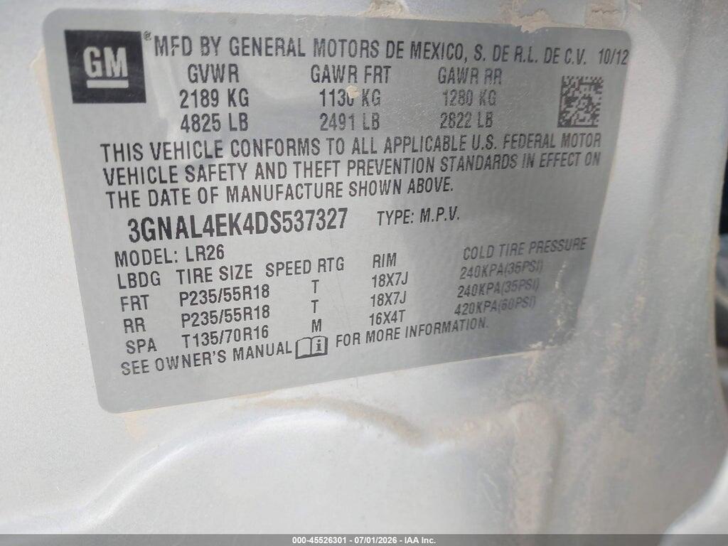 3GNAL4EK4DS537327 2013 CHEVROLET CAPTIVA SPORT FLEET photo no. 9