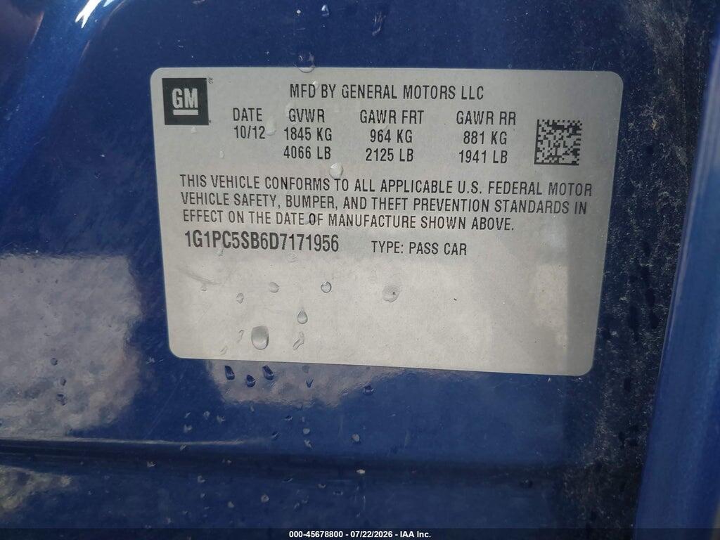 1G1PC5SB6D7171956 2013 CHEVROLET CRUZE photo no. 9