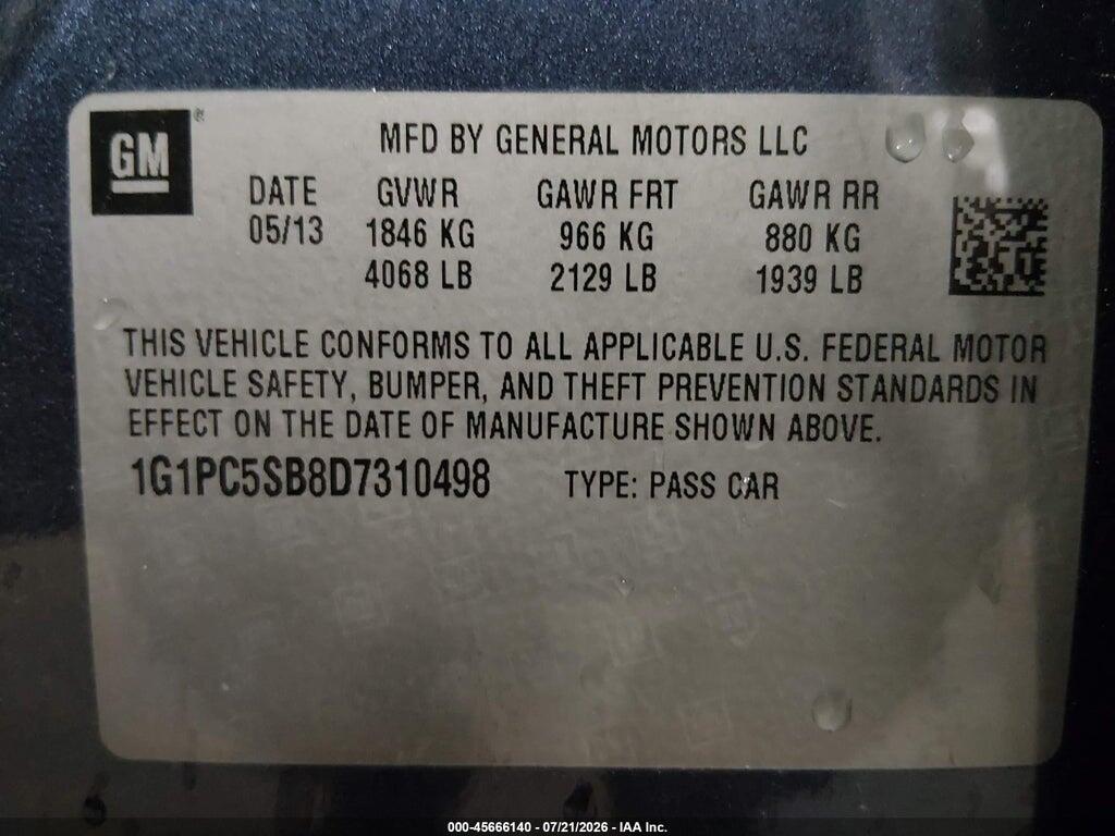 1G1PC5SB8D7310498 2013 CHEVROLET CRUZE photo no. 9