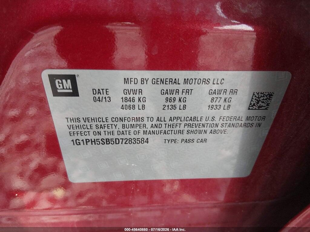 1G1PH5SB5D7283584 2013 CHEVROLET CRUZE photo no. 9