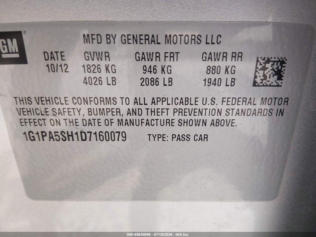 1G1PA5SH1D7160079 2013 CHEVROLET CRUZE photo no. 9