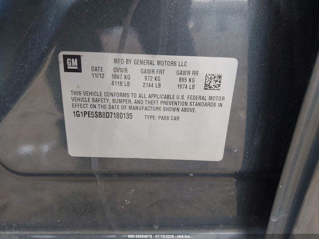 1G1PE5SB8D7180135 2013 CHEVROLET CRUZE photo no. 9