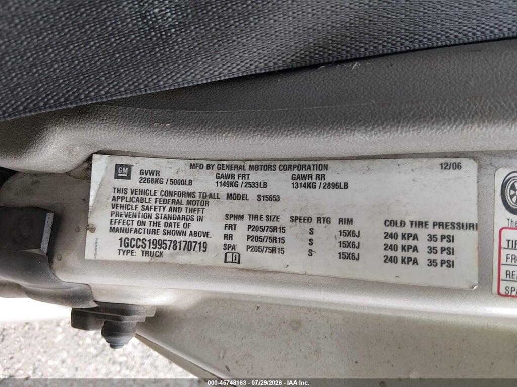 1GCCS199578170719 2007 CHEVROLET COLORADO photo no. 9