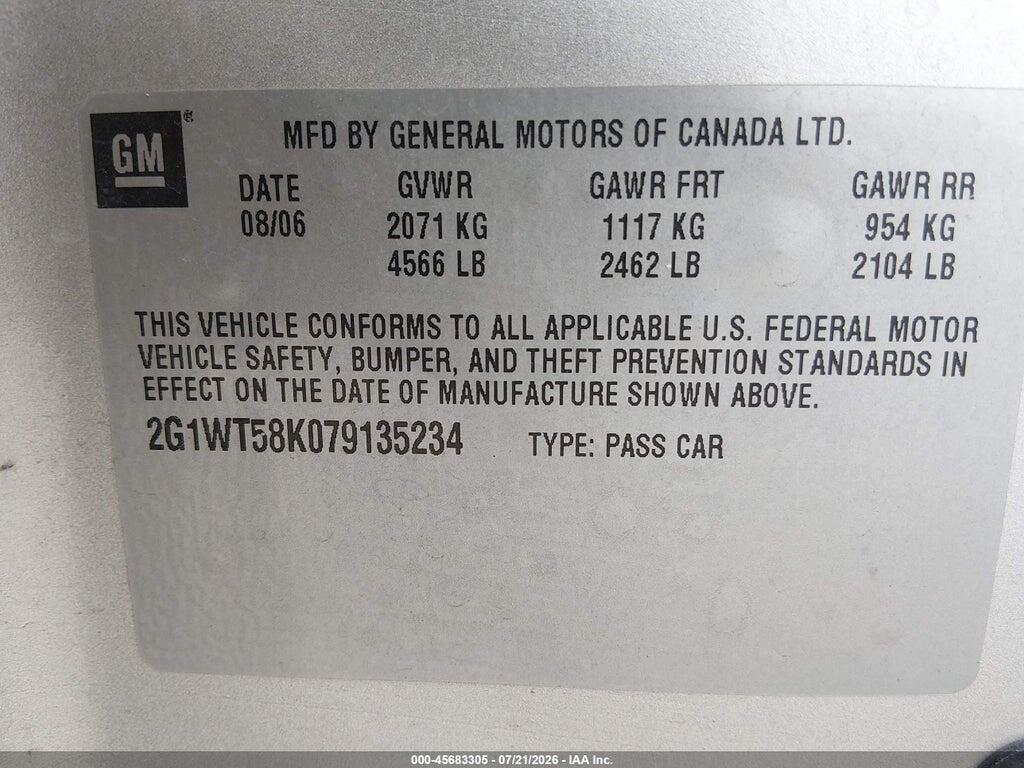 2G1WT58K079135234 2007 CHEVROLET IMPALA photo no. 9