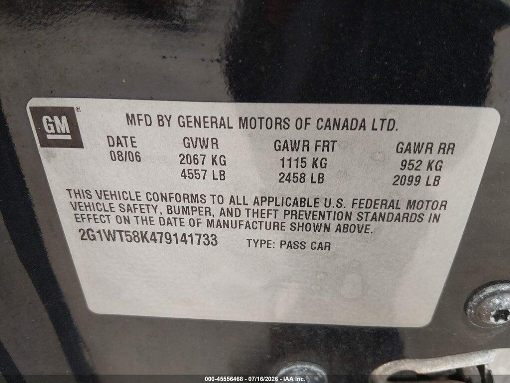 2G1WT58K479141733 2007 CHEVROLET IMPALA photo no. 9