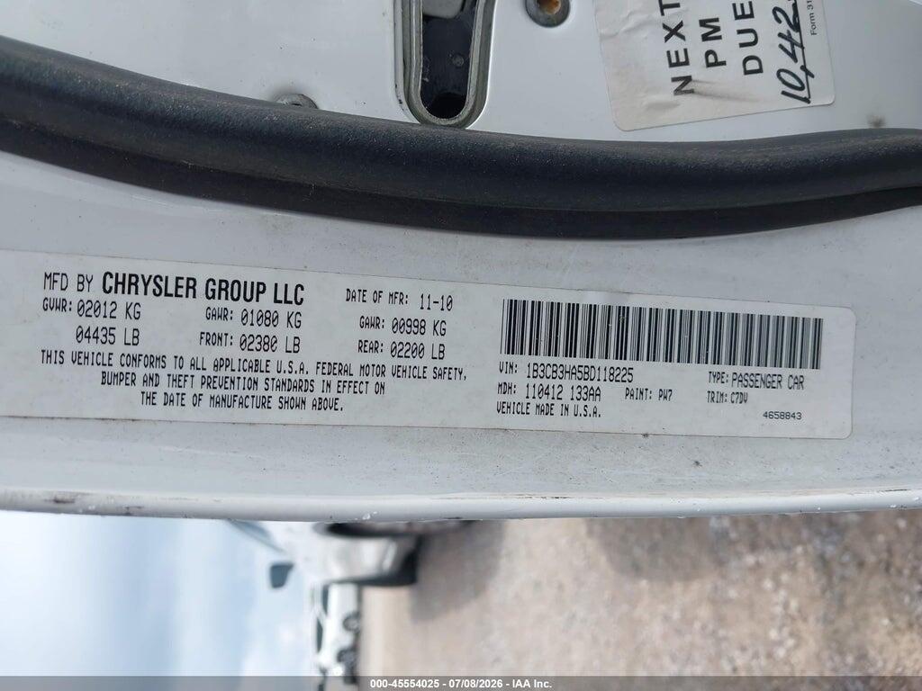 1B3CB3HA5BD118225 2011 DODGE CALIBER photo no. 9