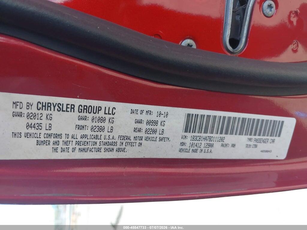 1B3CB1HA7BD111202 2011 DODGE CALIBER photo no. 9
