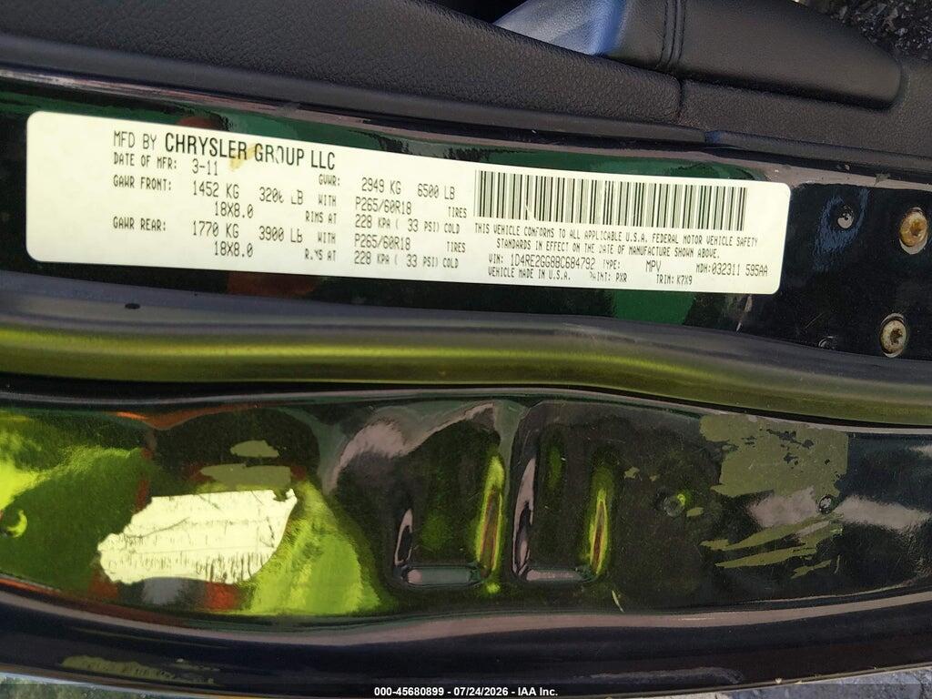 1D4RE2GG8BC684792 2011 DODGE DURANGO photo no. 9