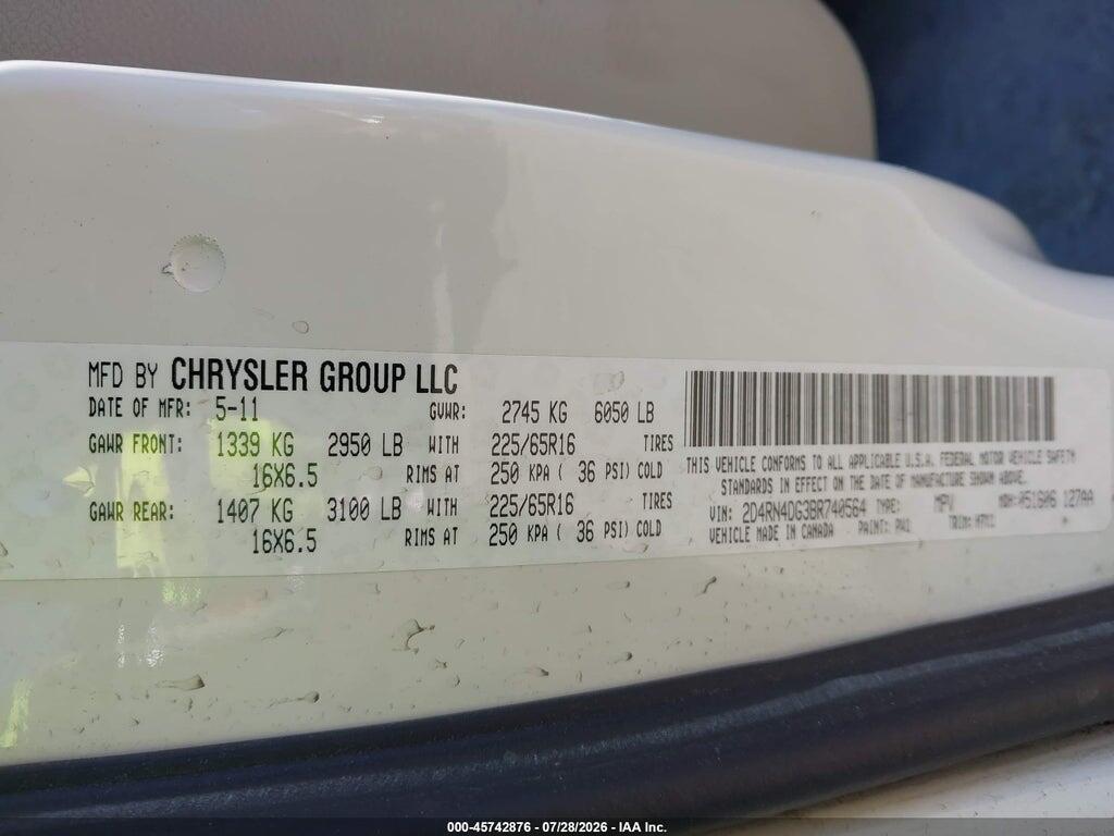 2D4RN4DG3BR740564 2011 DODGE GRAND CARAVAN photo no. 9