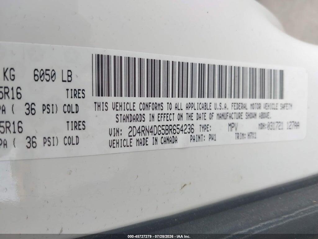 2D4RN4DG5BR654236 2011 DODGE GRAND CARAVAN photo no. 9
