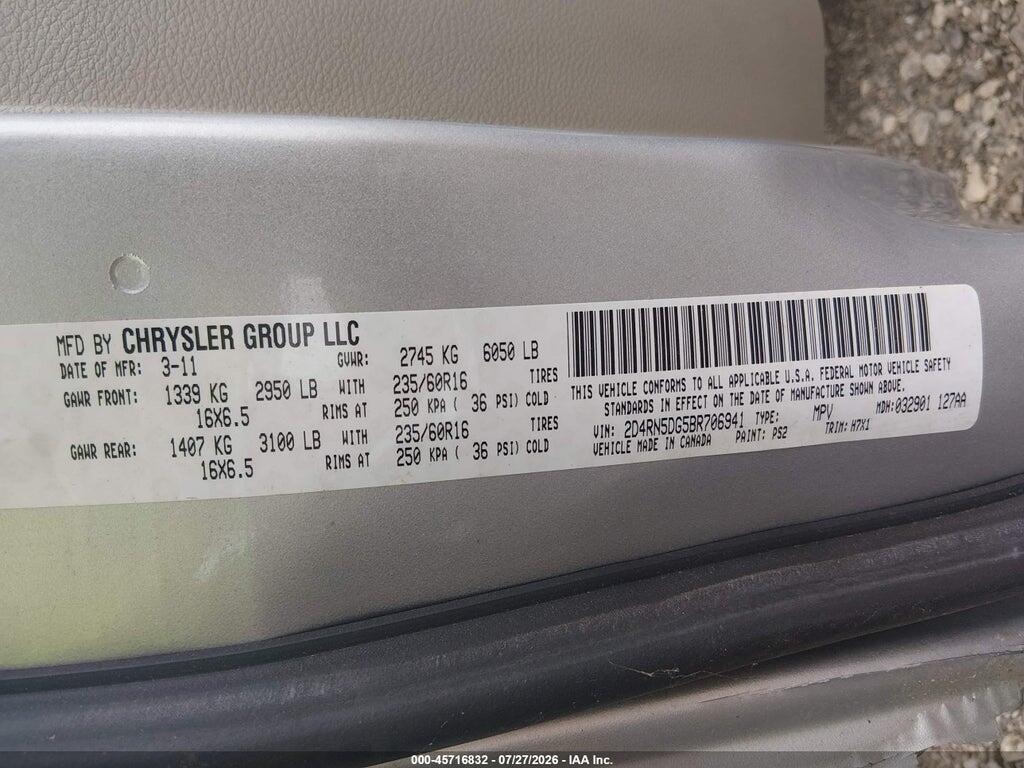 2D4RN5DG5BR706941 2011 DODGE GRAND CARAVAN photo no. 9