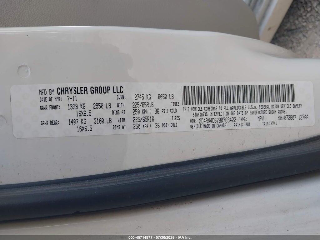 2D4RN4DG7BR769422 2011 DODGE GRAND CARAVAN photo no. 9