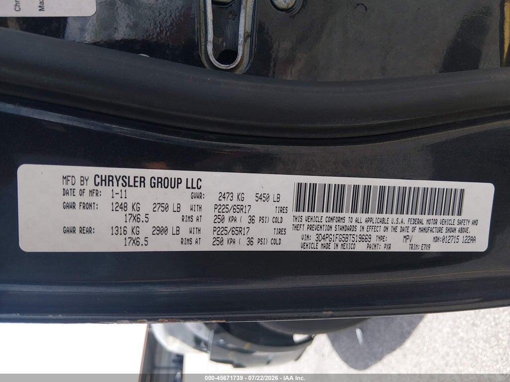 3D4PG1FG5BT519669 2011 DODGE JOURNEY photo no. 9