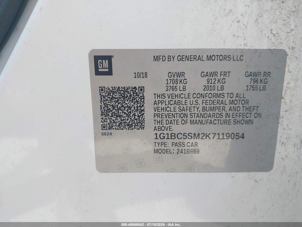 1G1BC5SM2K7119054 2019 CHEVROLET CRUZE photo no. 9