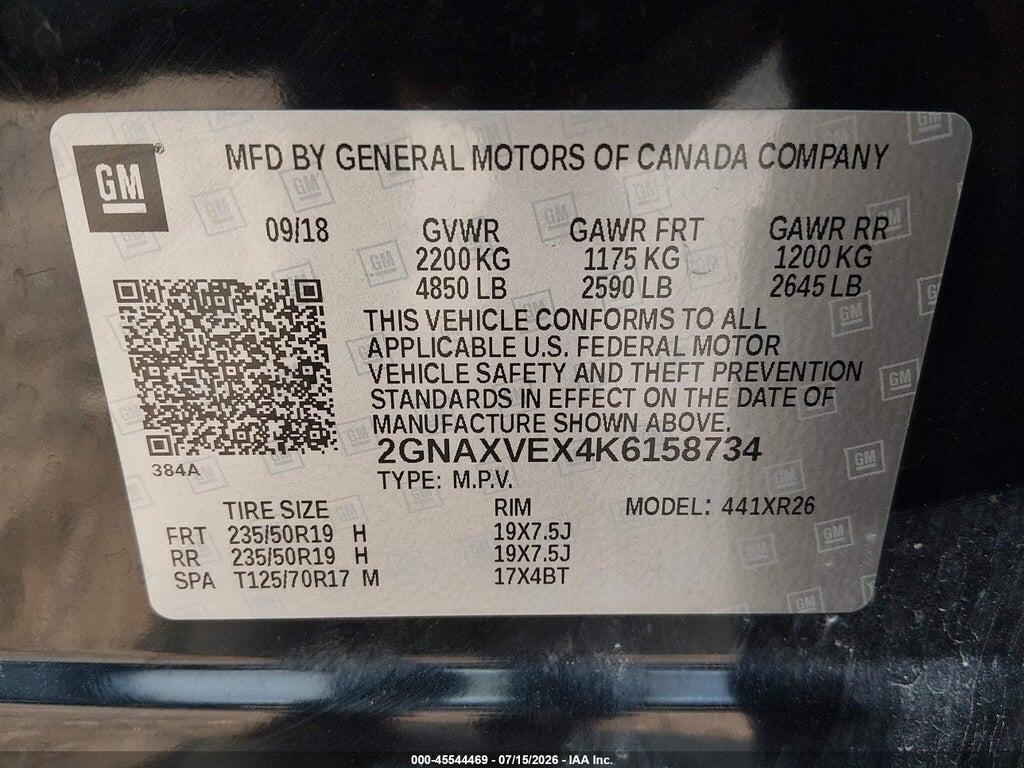 2GNAXVEX4K6158734 2019 CHEVROLET EQUINOX photo no. 9