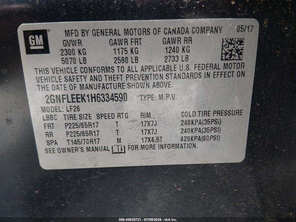2GNFLEEK1H6334590 2017 CHEVROLET EQUINOX photo no. 9