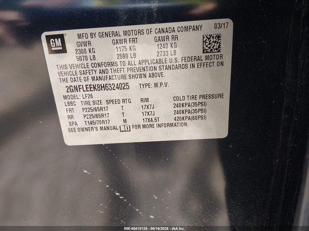2GNFLEEK8H6324025 2017 CHEVROLET EQUINOX photo no. 9