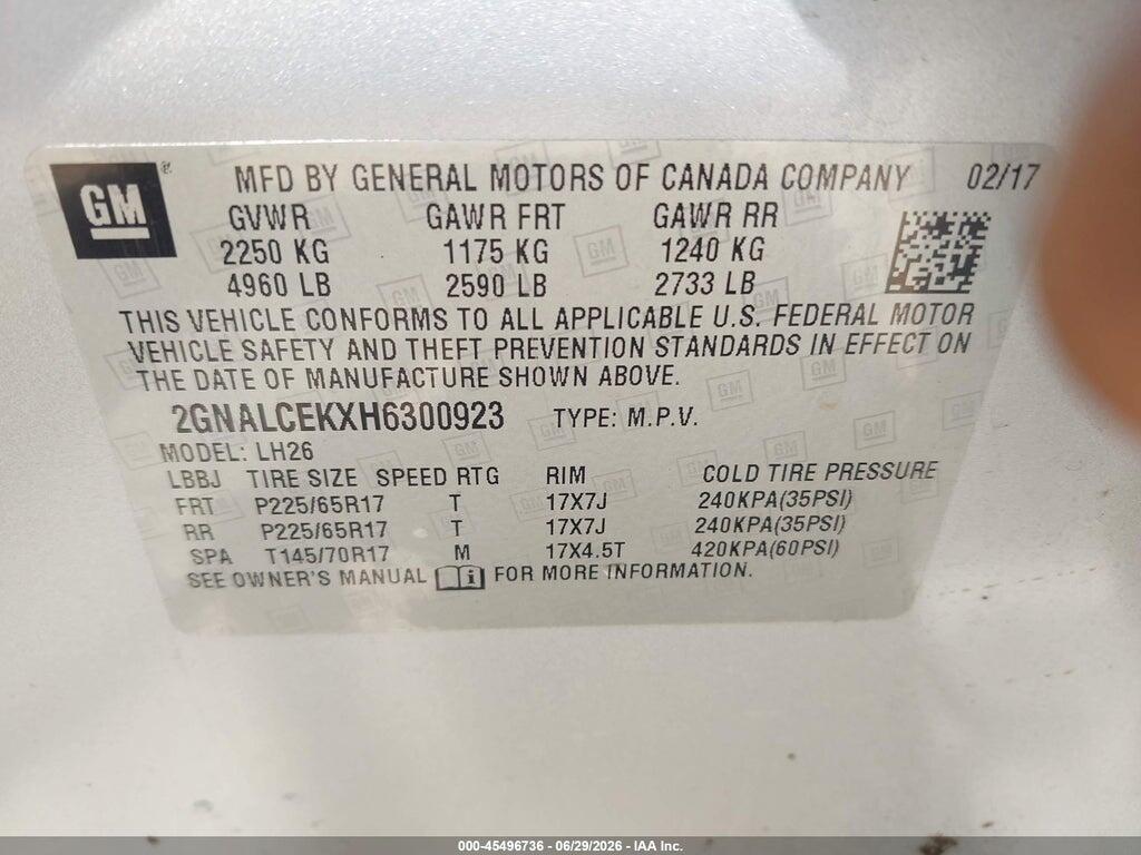 2GNALCEKXH6300923 2017 CHEVROLET EQUINOX photo no. 8