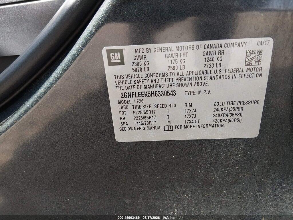 2GNFLEEK5H6330543 2017 CHEVROLET EQUINOX photo no. 9