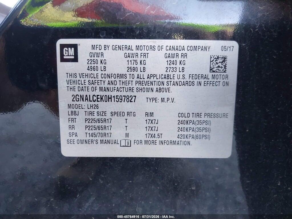 2GNALCEK0H1597827 2017 CHEVROLET EQUINOX photo no. 9