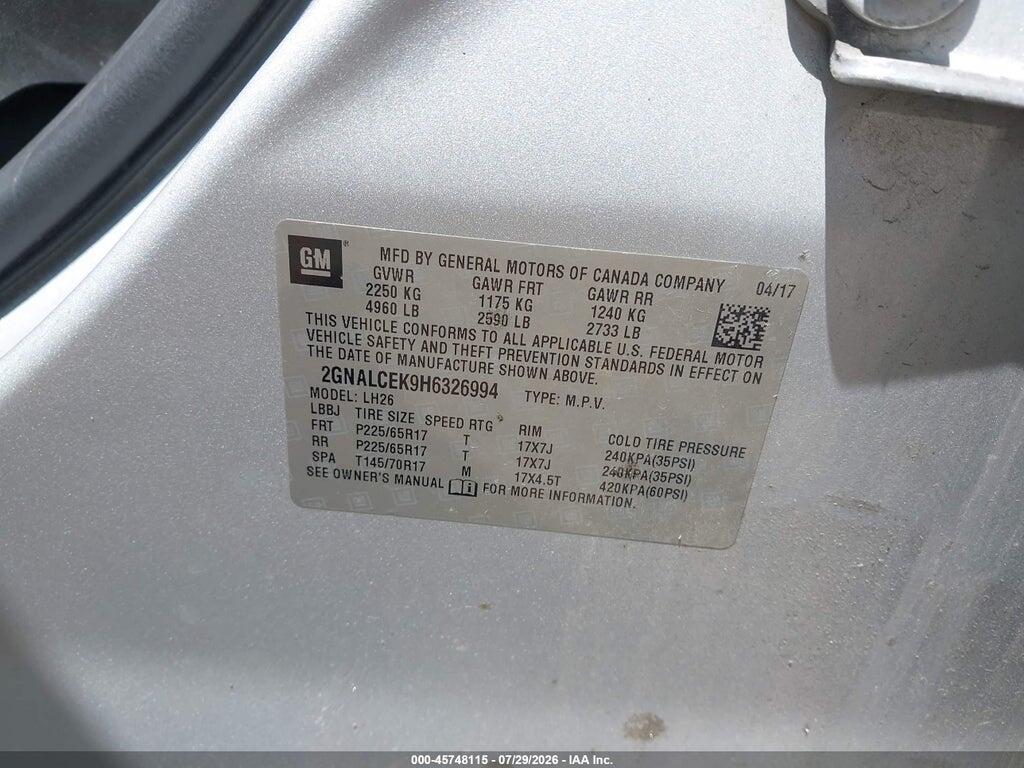 2GNALCEK9H6326994 2017 CHEVROLET EQUINOX photo no. 9