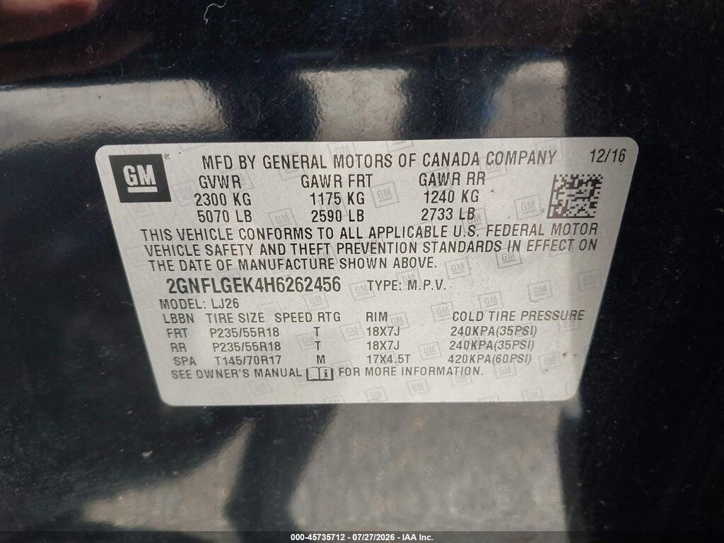 2GNFLGEK4H6262456 2017 CHEVROLET EQUINOX photo no. 9